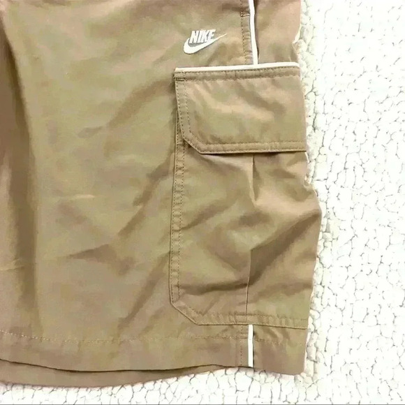 Vintage Nike Retro Beige Elastic Drawstring Waist Cargo Athletic Men Short SizeS - Picture 2 of 13